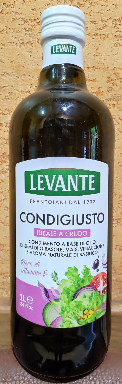 Масло Италия 1 л Levante Condigiusto Салатное: Подсолнух Кукуруза Виноградные косточки Базилик