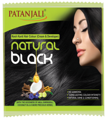 Натуральная крем краска для волос на основе хны Цвет Чёрный Патанджали Кеш канти Kesh Kanti hair colour Patanjali natural black 40g