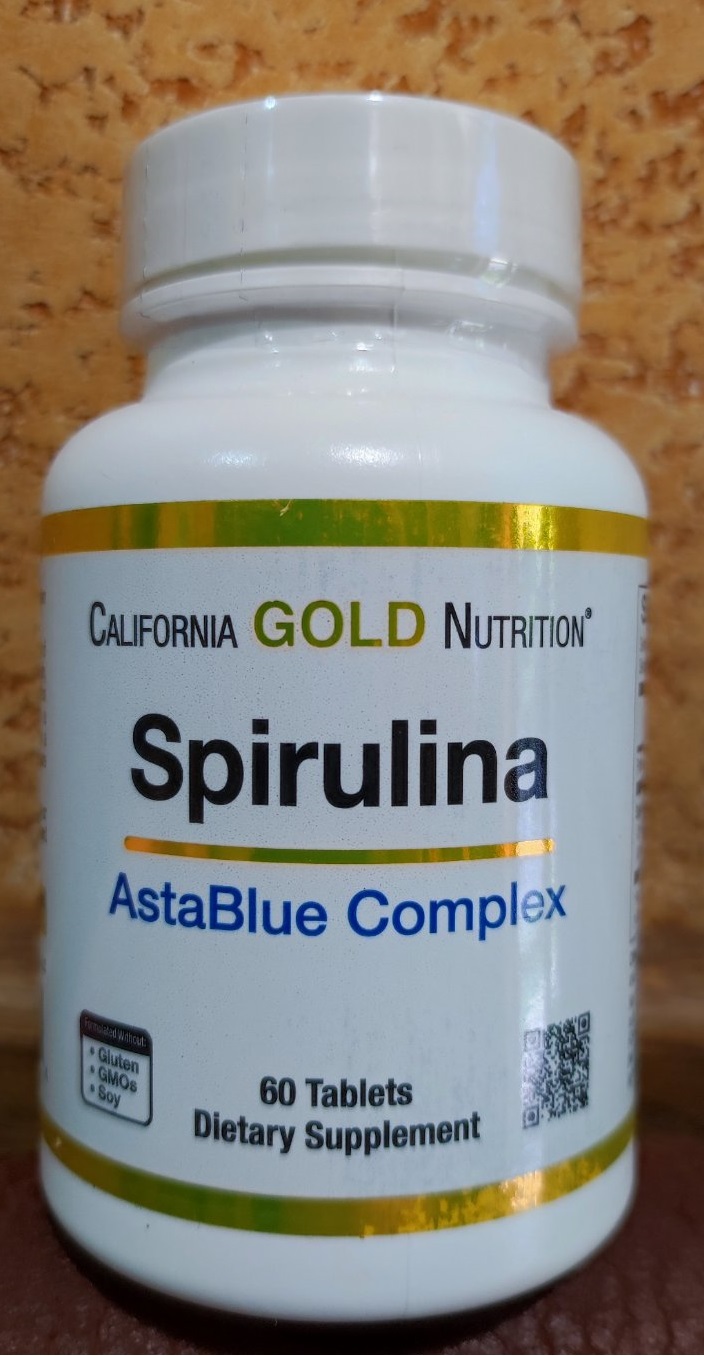 Спирулина Калифорния 60 табл California Gold Nutrition AstaBlue Антиоксидант Детоксикация Иммунитет Обмен веществ
