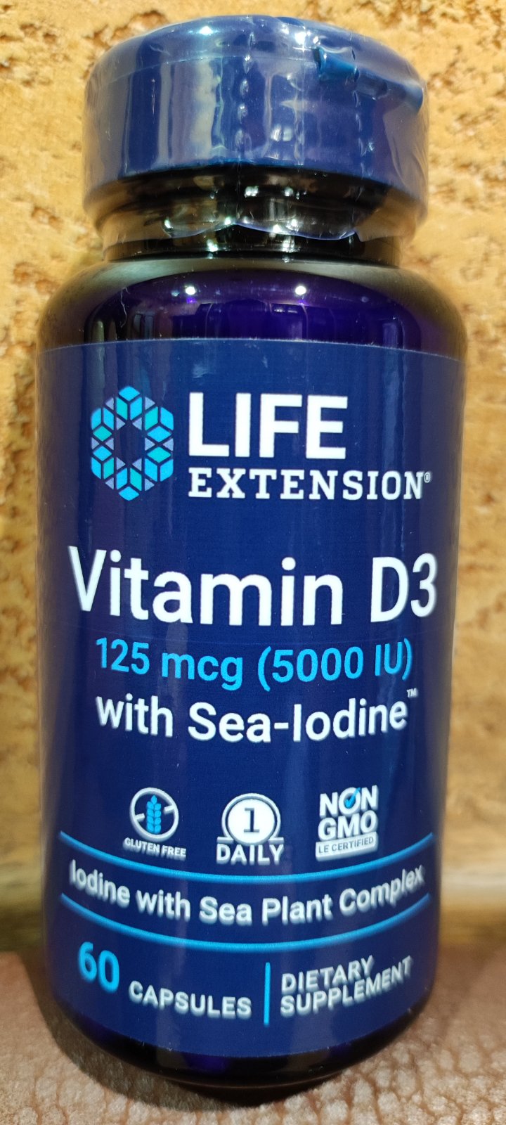Витамин Д3 с йодом 60 капс США Life Extension Vitamin D3 with Sea-Iodine 125 мкг 5000 МО Иммунитет Кости Зубы Мышцы