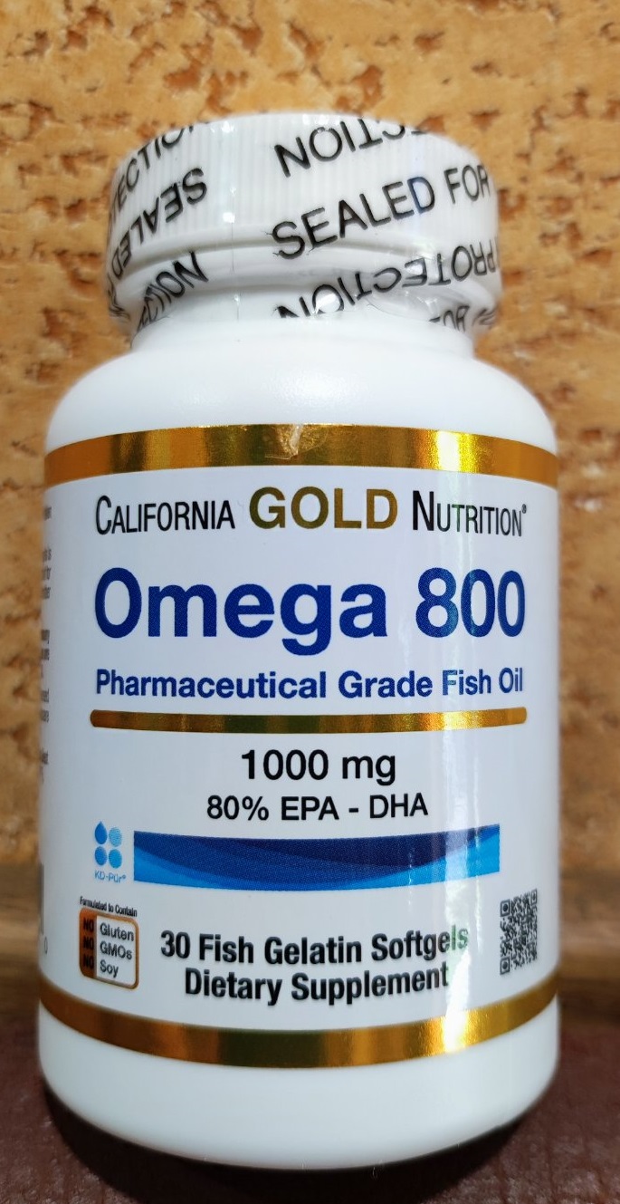 Омега 800 Рыбий жир 30 капсул Премиального качества California Gold Nutrition Для сердца От холестерина США
