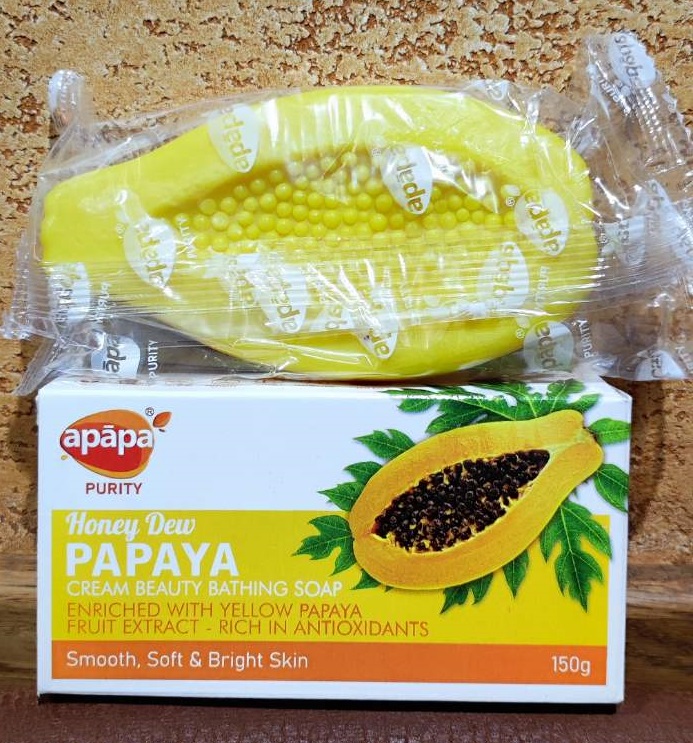 Мыло папайя 150 гр Papaya soap apapa Антиоксидантное с витамином Е Питание кожи Очищает Омолаживает Ухаживает