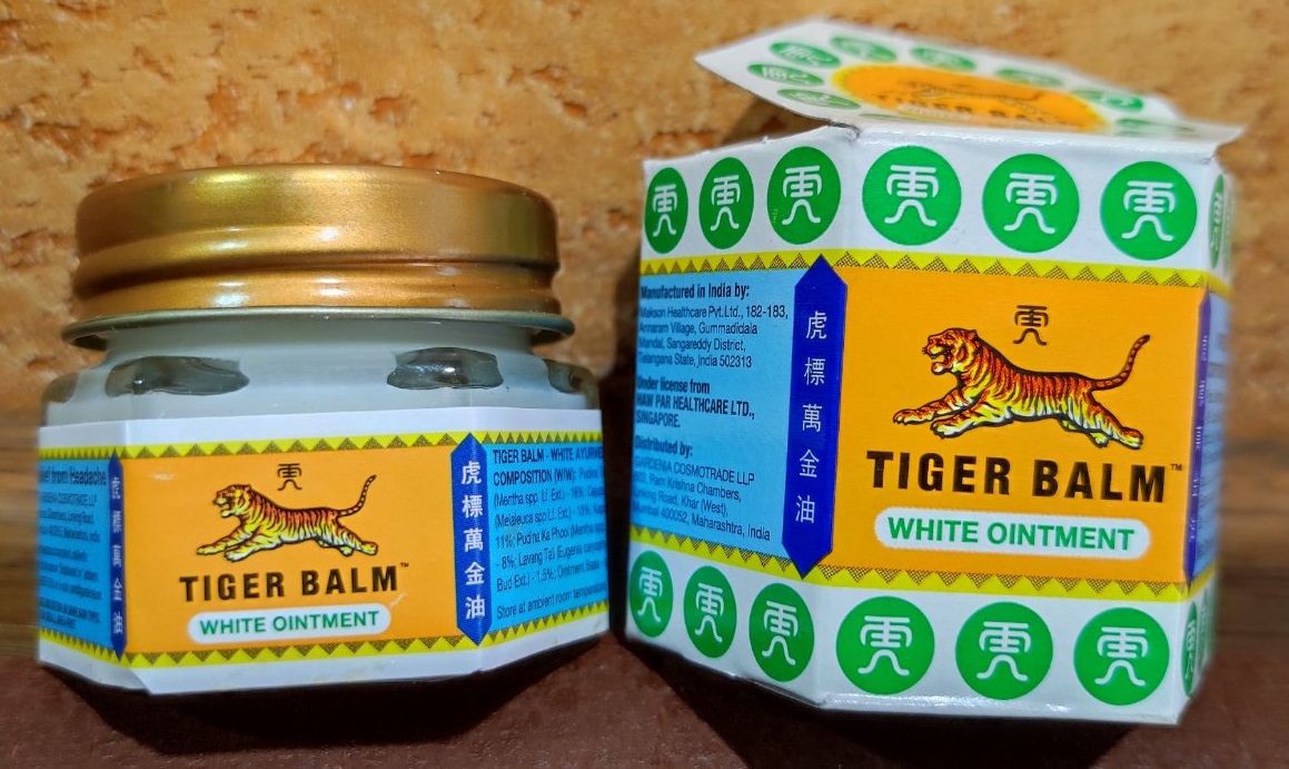 Tiger balm white ointment Бальзам ТИГР белый - снятие боли, расслабляет успокаивает, разогревает,  21 гр Индия