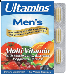 Фото 2 Мультивитамины для мужчин 60 капс Ultamins men's Комплекс с коэнзимом Q10 Витамины Минералы Ликопин Лютеин В12