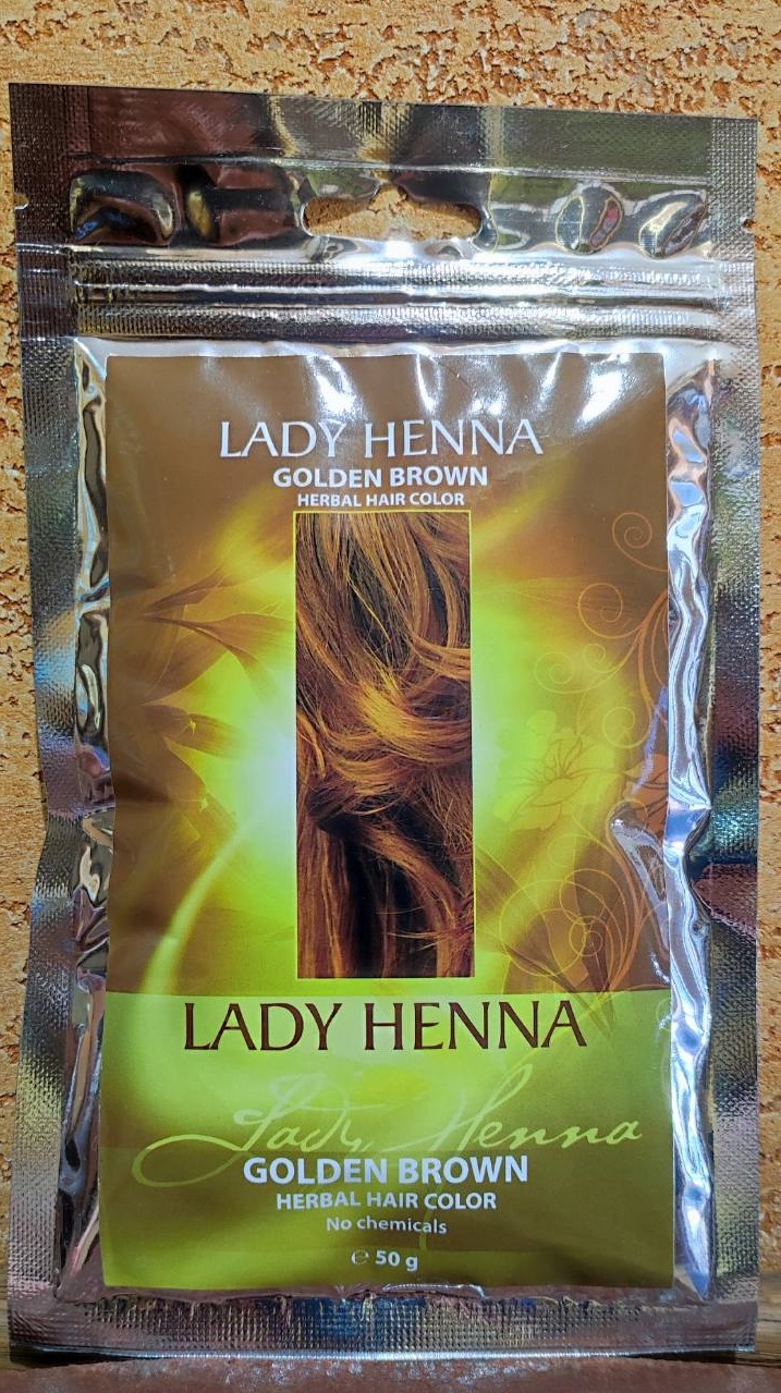 НАТУРАЛЬНАЯ аюрведическая краска Золотисто-коричневая 50гр для волос на травах на основе хны Леди Хена Lady Henna