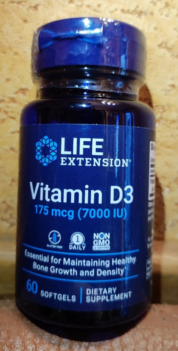 Витамин д3 Vitamin D3 175 mcg 7000 iu Life extension Холекальциферол Кости Иммунитет Сердце Давление 60 капс