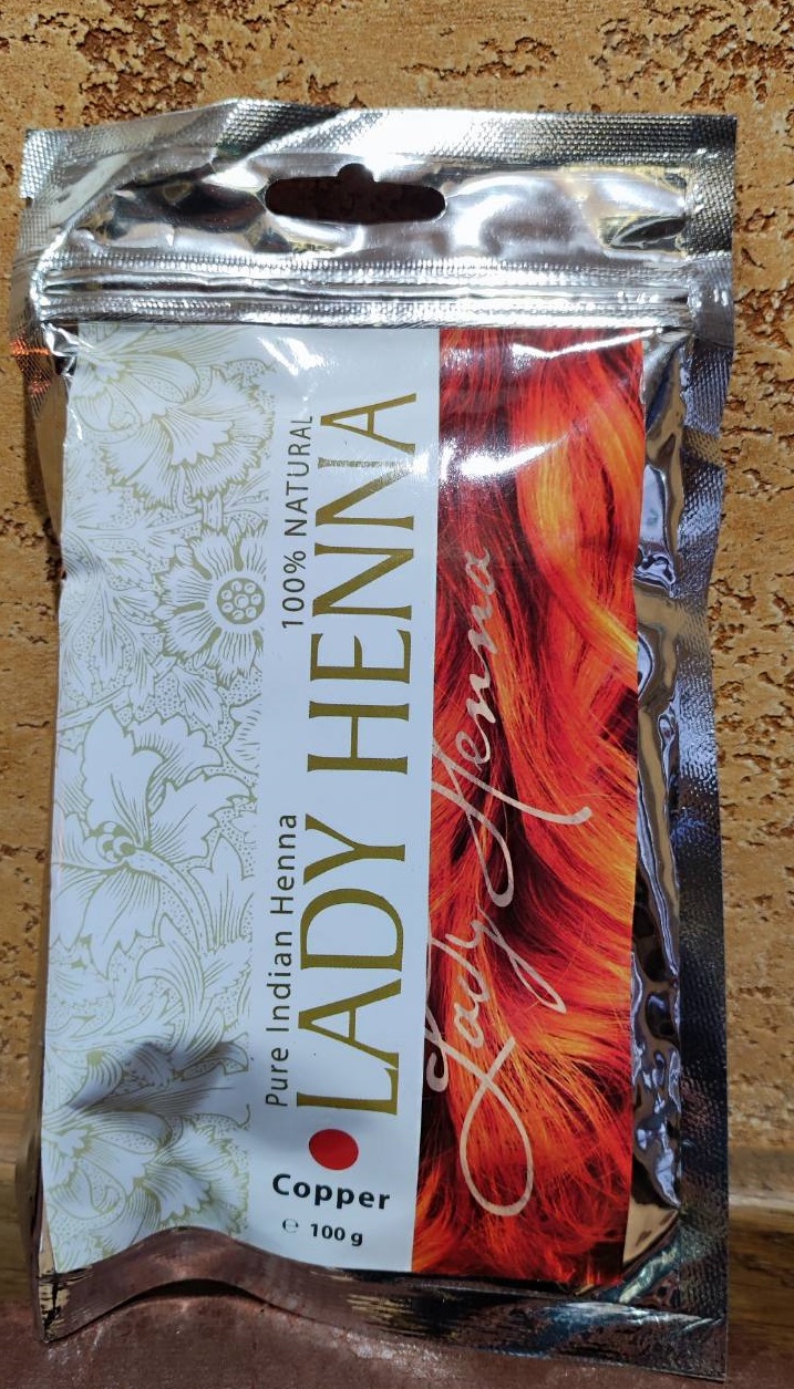 Натуральная индийская хна для волос Рыжая медная Леди Хена Lady henna Copper 100 гр Окрашивание Уход Индия