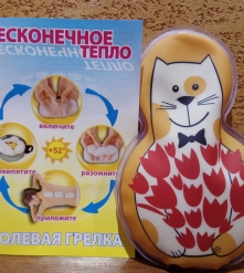 Фото 1 Солевая грелка ДельтаТерм Детская Котик - удобная форма для детей, нежное тепло до +52 градусов