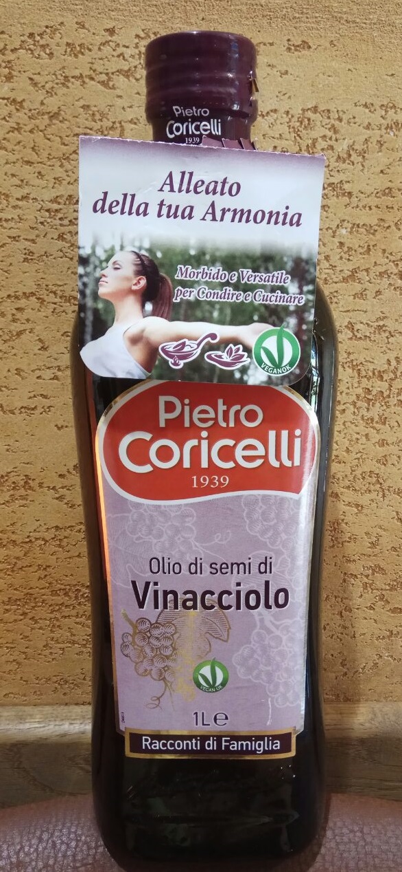 Масло виноградной косточки Olio di semi di Vinacciolo Pietro Coricelli Италия первый холодный отжим, 1 литр