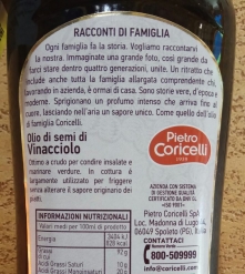 Фото 3 Масло виноградной косточки Olio di semi di Vinacciolo Pietro Coricelli Италия первый холодный отжим, 1 литр